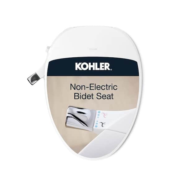 KOHLER Purewash M300 Non-Electric Bidet Seat for Elongated Toilets in White with Chrome Handles