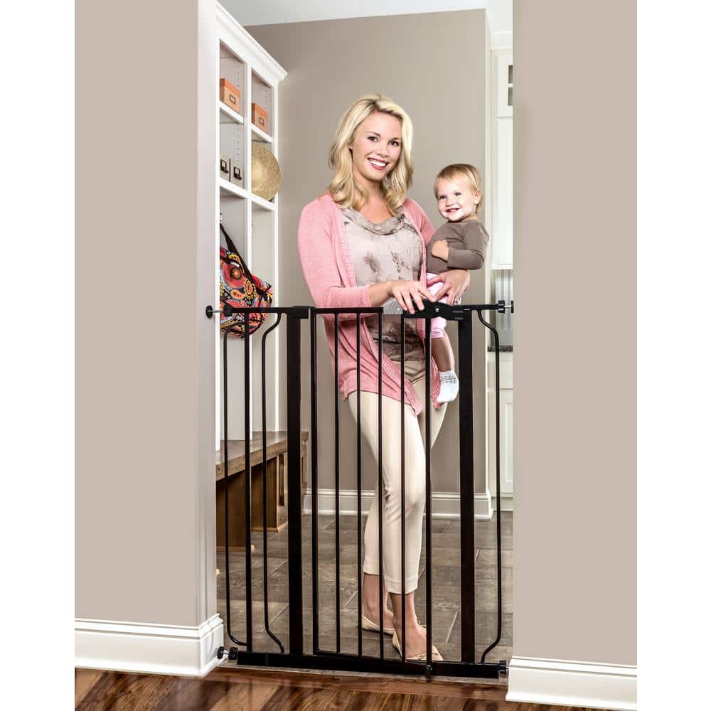 Extra Tall Black Metal Pressure Mounted Baby Gate