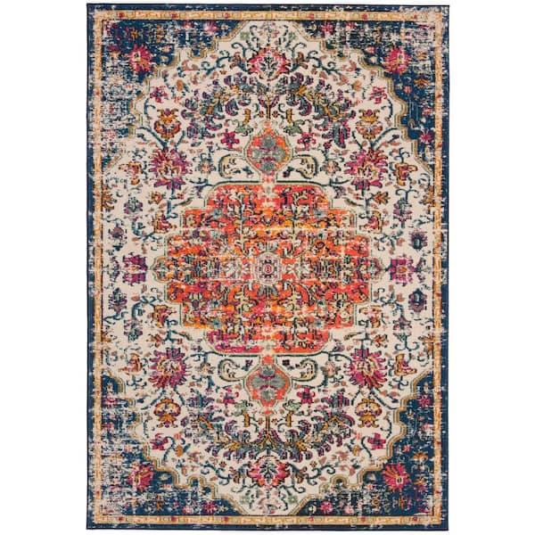 Madison Ivory/Orange 5 ft. x 8 ft. Border Area Rug