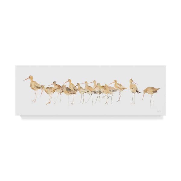 Trademark Fine Art Avery Tillmon Watercolor Sandpipers Panel Canvas Unframed Photography Wall Art 10 in. x 32 in