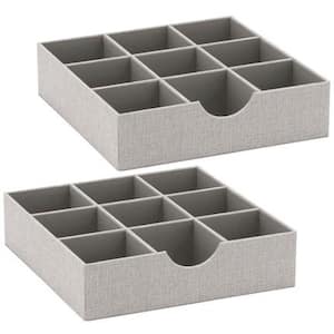 12 in. x 3 in. Silver 3 Section Hardsided Linen 2-Drawer Storage