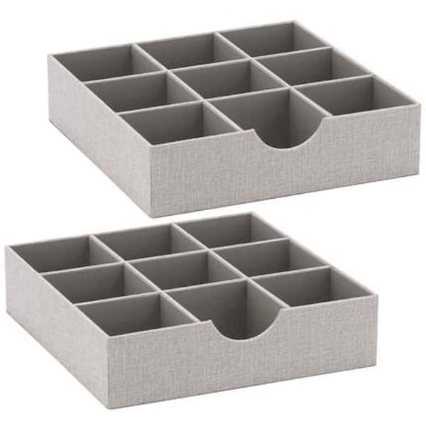HOUSEHOLD ESSENTIALS 12 in. x 3 in. Silver 3 Section Hardsided Linen 2-Drawer Storage
