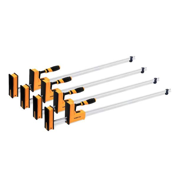 48 in. Woodworking Parallel Jaw Bar Clamp 3-5/8 in. Throat Depth Steel Bar Clamp and Spreader Tool Set (4-Piece)