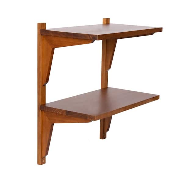 Meridien 18 in. Brown Rectangle Solid Wood Floating End Table