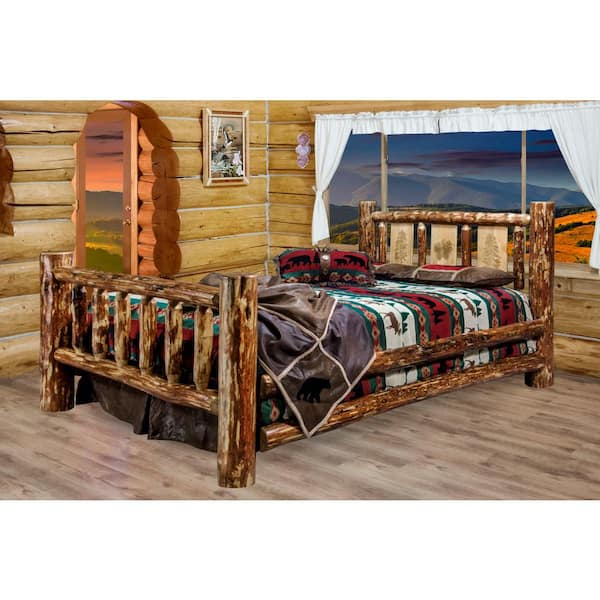 Keeso eastern king bed rustic deals pine