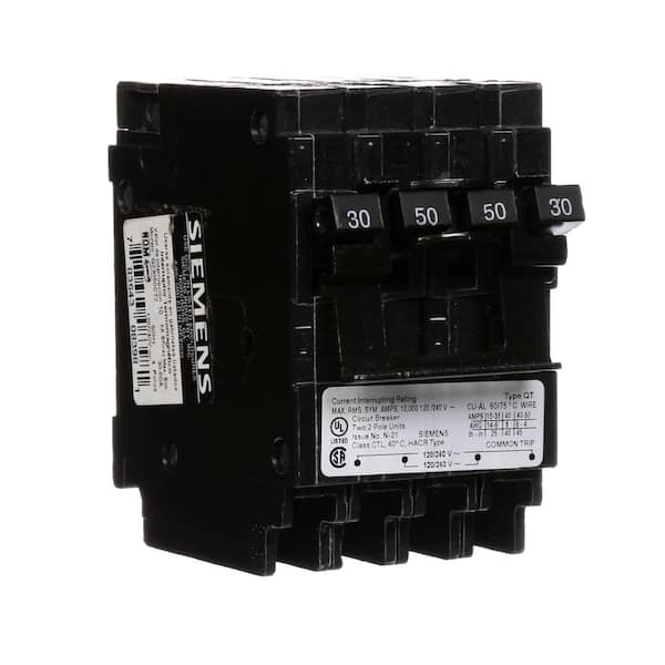 Siemens Quadplex One Outer 50 Amp Double-Pole and One Inner 30 Amp Double-Pole-Circuit Breaker