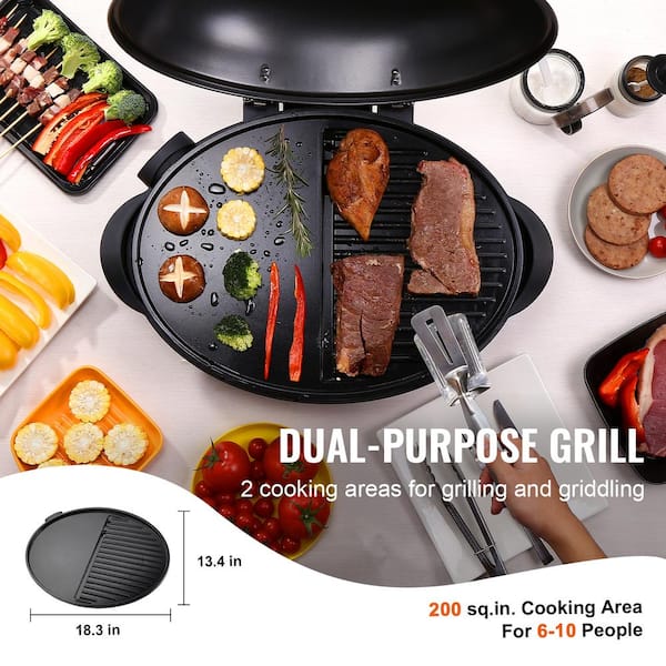 Easy to Clean Indoor Outdoor BBQ Grill Black