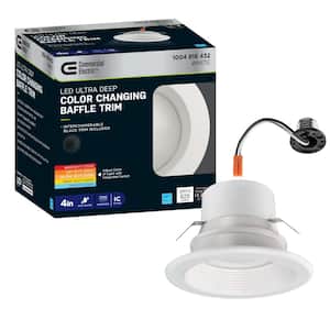 4 in. Selectable Integrated LED Recessed Trim Downlight 30 Configurations in One Fixture High Ceiling Output Dimmable