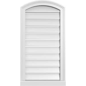 18 in. x 32 in. Arch Top Surface Mount PVC Gable Vent: Decorative with Brickmould Sill Frame