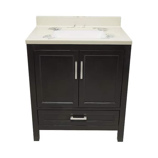 Ella Nevado 31 in. W x 22 in. D x 36 in. H Bath Vanity in Espresso with Cultured Marble Carrera Top with White Basin