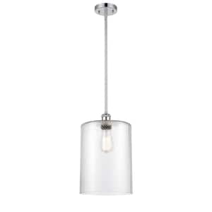 Cobbleskill 1-Light Polished Chrome Shaded Pendant Light with Clear Glass Shade