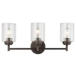 Winslow 21.5 in. 3-Light Olde Bronze Contemporary Bathroom Vanity Light with Clear Seeded Glass