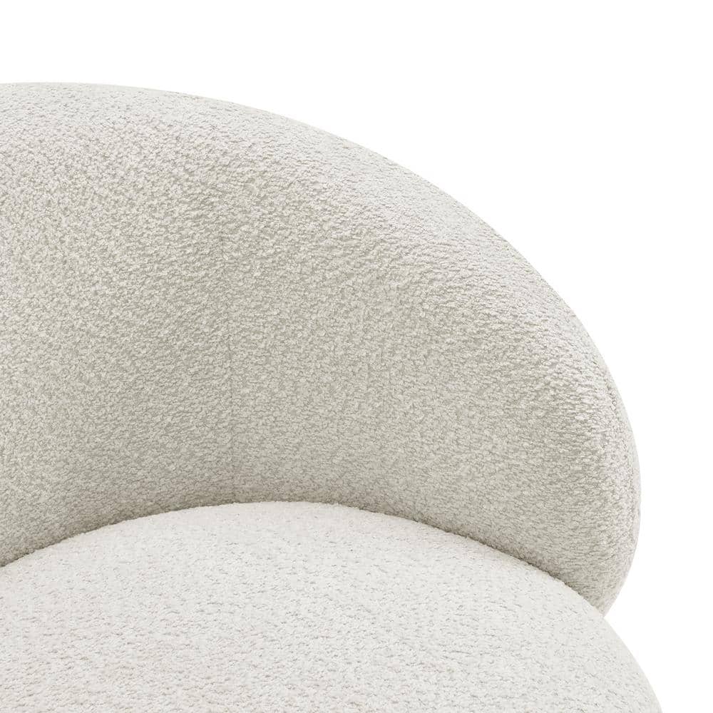 Cream Swivel Barrel Accent Chair with Wood Base