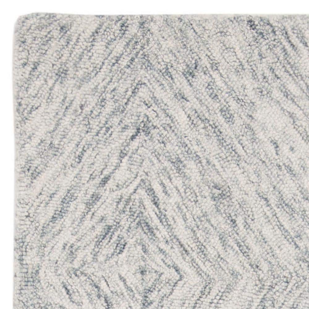 Gray Hand-Tufted Wool and Viscose Geometric Runner Rug