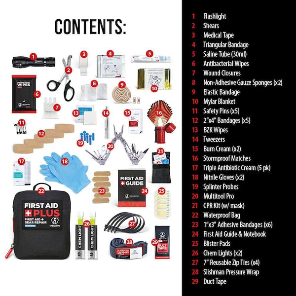 UNCHARTED SUPPLY CO. Plus 92-Piece First Aid Kit SU-F2R-U-BK - The