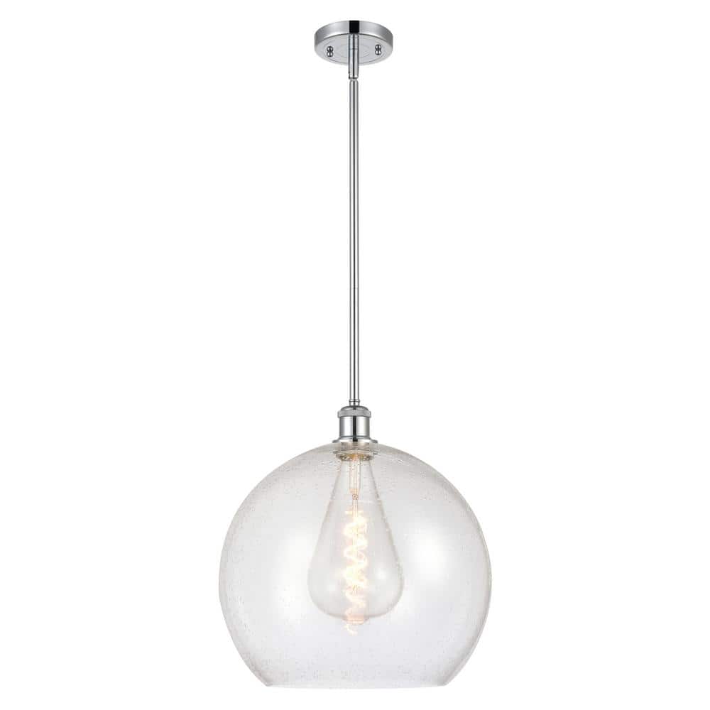 Athens 60-Watt 1-Light Polished Chrome Shaded Mini Pendant Light with Seeded Glass Shade price history on PriceWatchPro