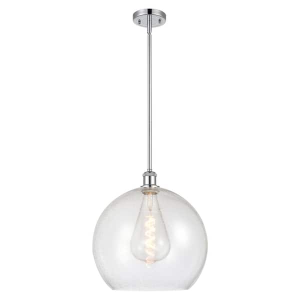 Innovations Athens 60-Watt 1-Light Polished Chrome Shaded Mini Pendant Light with Seeded Glass Shade