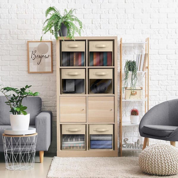 Sorbus Foldable Storage Cubes with Handles and Clear Window, Beige