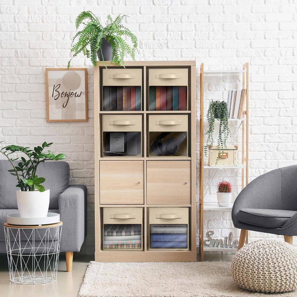 Sorbus Foldable Storage Cubes with Handles and Clear Window, Beige