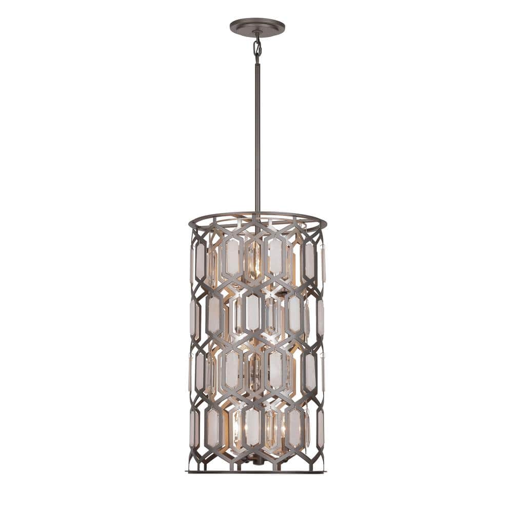 Hexly 60-Watt 9-Light Bronze and Sultry Silver Candle Pendant Light with Crystal and Alabaster Accents No Bulbs Included price history on PriceWatchPro