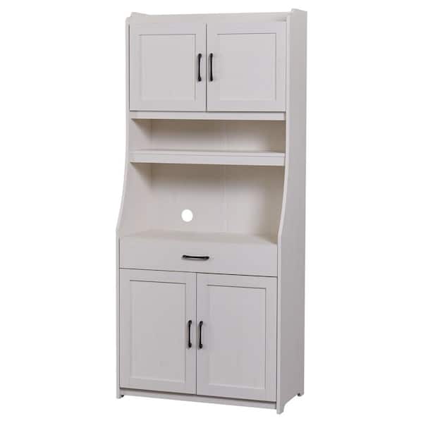 URTR Antique White One-Body Style Pantry Cabinet With Drawers, Kitchen ...