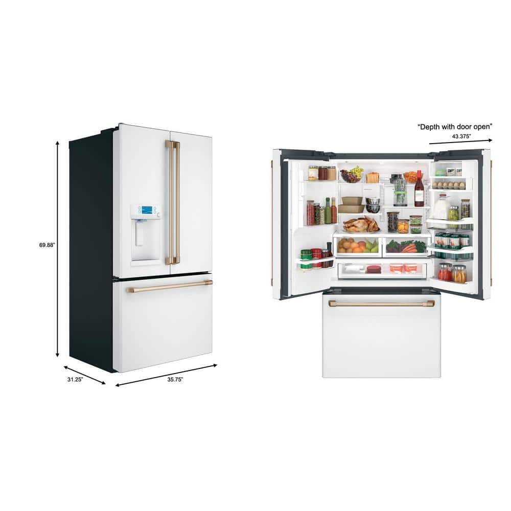 Matte White Smart French Door Refrigerator with Ice Maker