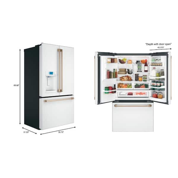 CAFE 4 Piece Kitchen Package with a 18.6 Cu. Ft. Matte White Counter-Depth  French-Door Refrigerator