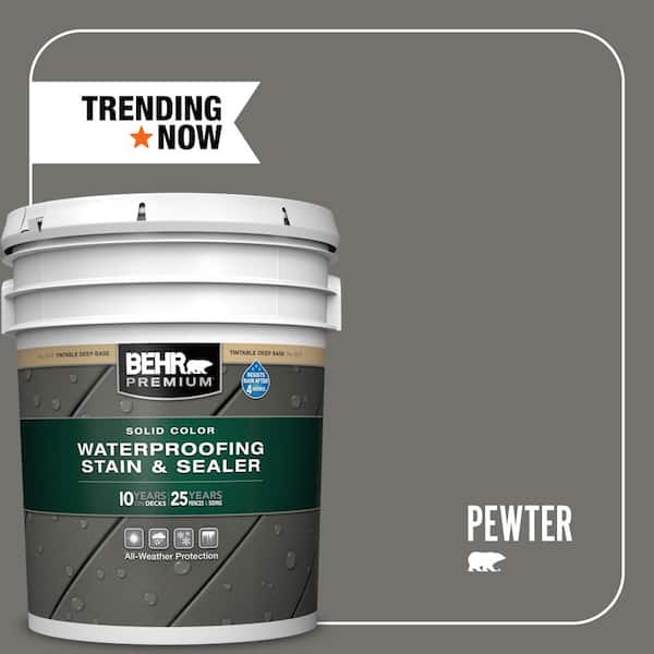 5 gal. #SC-131 Pewter Solid Color Waterproofing Exterior Wood Stain and Sealer
