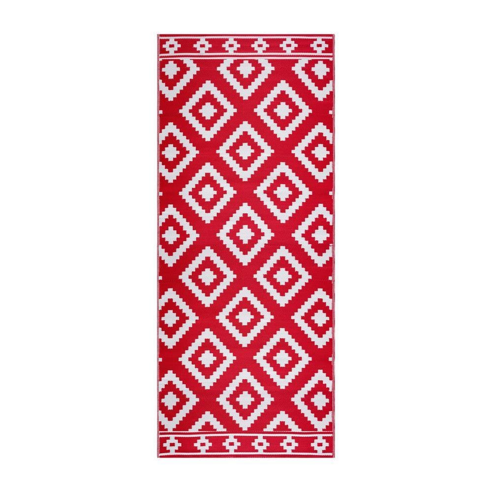 PLAYA RUG Milan Red White 2 ft. 3 in. x 6 ft. Reversible Recycled ...