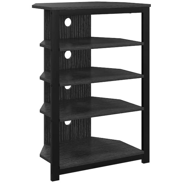 HOMCOM Media Stand with LED 4-Tier Audio Rack, Media Corner Shelf
