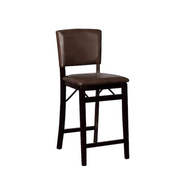Linon Home Decor Brown/Espresso Vinyl Seat Foldable Folding Chair
