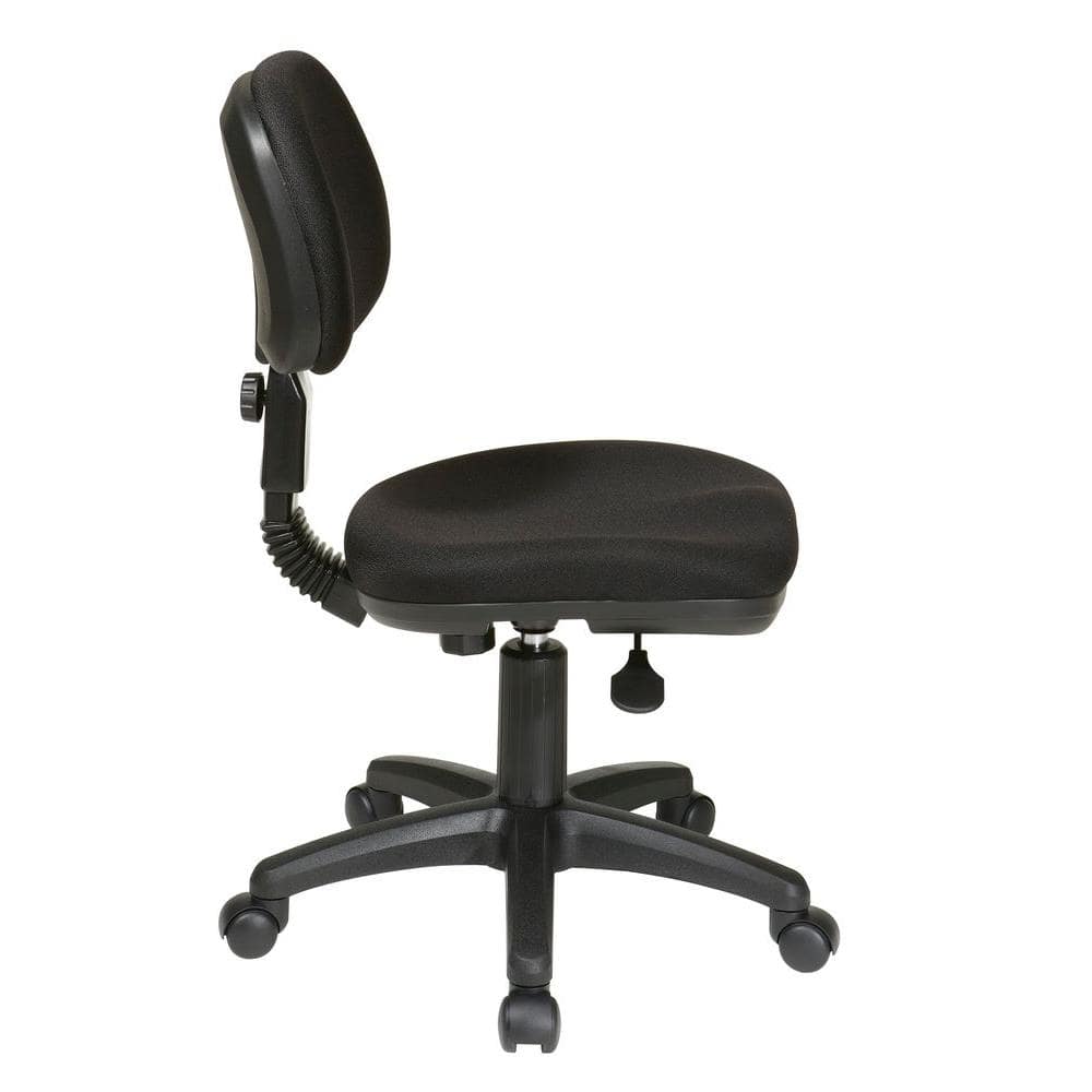 Swivel Armless Black Fabric Task Chair with Metal Frame