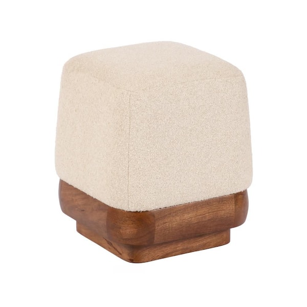 Sabri Walnut Brown Fabric Square Accent Small (Under 22 in.) Ottoman