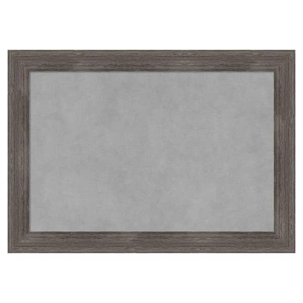 Amanti Art Pinstripe Lead Grey 21 in. x 15 in Framed Magnetic Board