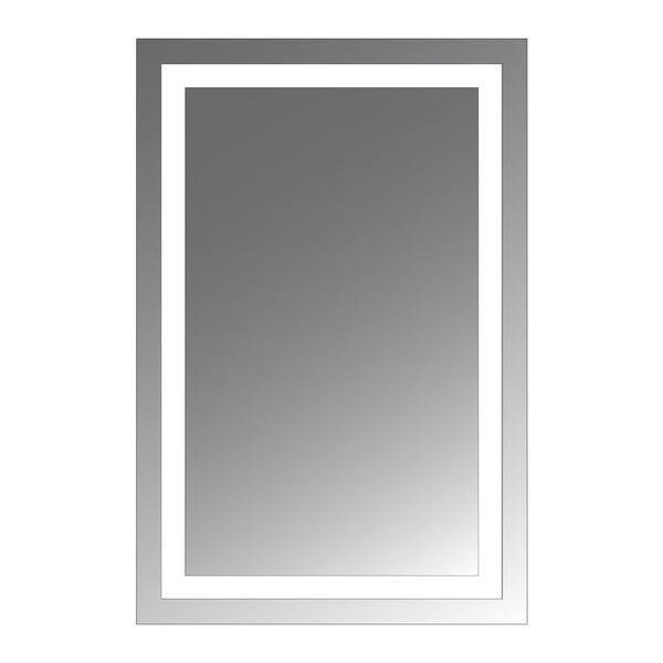 Civis USA Malisa 24 in. W x 36 in. H Frameless Rectangular LED Light Bathroom Vanity Mirror in Stainless Steel