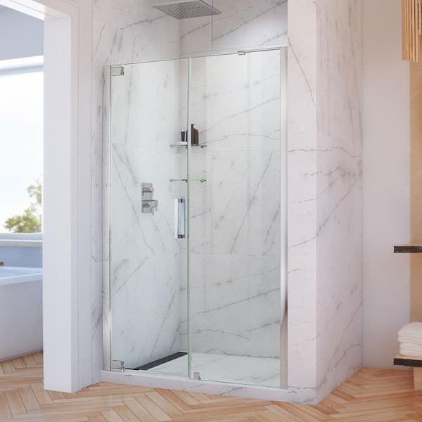 DreamLine Elegance-LS 50-3/4 in. to 52-3/4 in. W x 72 in. H Frameless Pivot Shower Door in Chrome