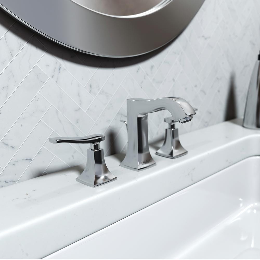 Polished Nickel Brass Widespread Bathroom Faucet with Dual Handles