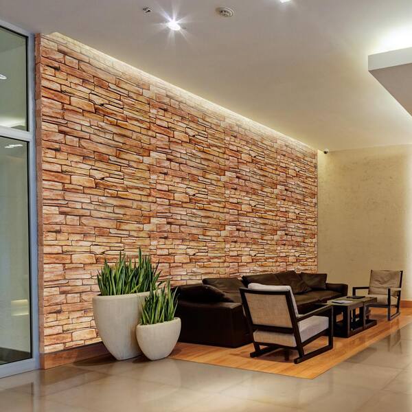 3D Falkirk Retro 39 in. x 20 in. Brown Red Faux Slate PVC Decorative Wall Paneling (5-Pack)