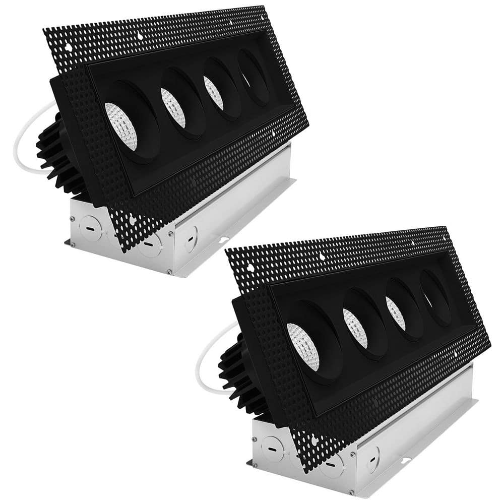 4-Head Integrated LED Black Rectangle Regressed Trimless Gimbal Light, 360°+15° Swivel 5CCT 60W, 4000LM Dimmable 2 Pack price history on PriceWatchPro