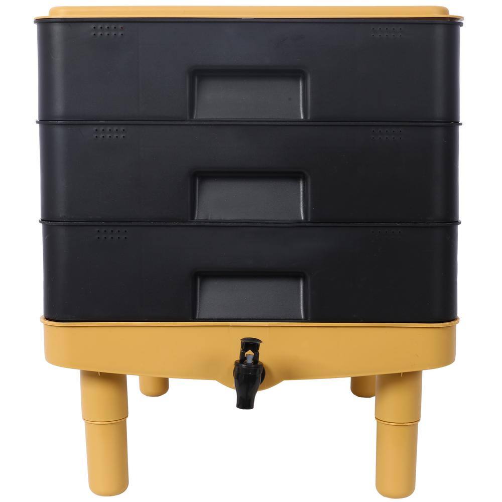 65L Yellow and Black Multi-Layer Worm Composter Bin