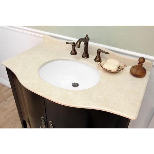Chateau 36 in. W x 22 in. D x 36 in. H Single Sink Vanity Espresso with Cream Marble Top