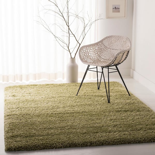 California Shag Green Doormat 3 ft. x 5 ft. Solid Area Rug