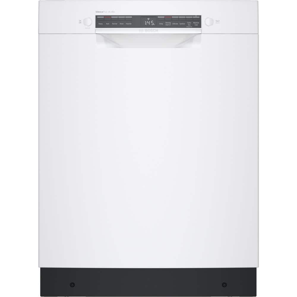 Bosch 300 Series 24 in. ADA Compliant Smart Front Control Dishwasher in White with Stainless Steel Tub, 46dBA