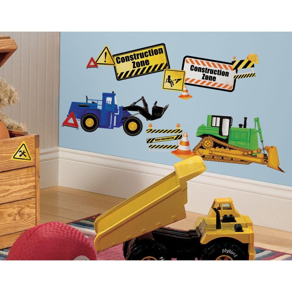 RoomMates 5 in. x 11.5 in. Construction Trucks Peel and Stick Wall Decals, Multi -  RMK2330SCS