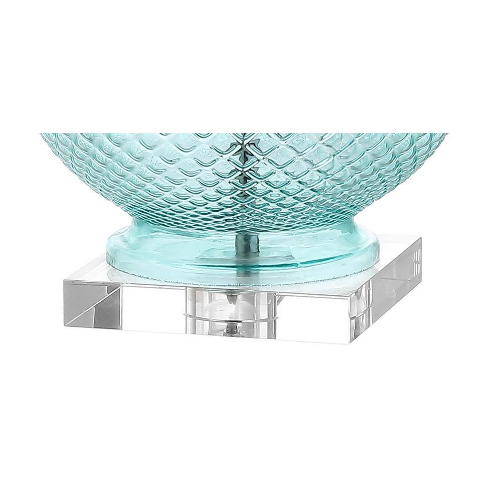Aqua Glass and Crystal 26" Table Lamp with White Shade