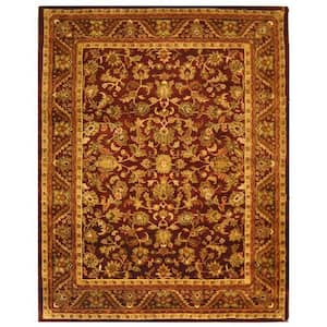 Antiquity Wine/Gold 8 ft. x 10 ft. Border Floral Solid Area Rug