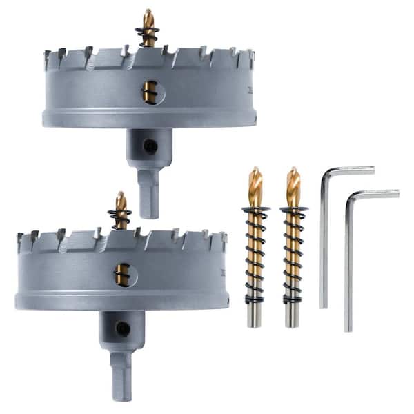 4 in. Carbide Hole Saw : Tungsten Carbide Tipped Hole Cutter Set with Titanium-Plated Pilot Drill Bit (2-Set)