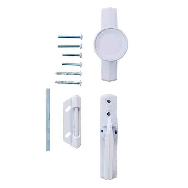 Universal Knob Door Latch for Screen and Storm Doors, White
