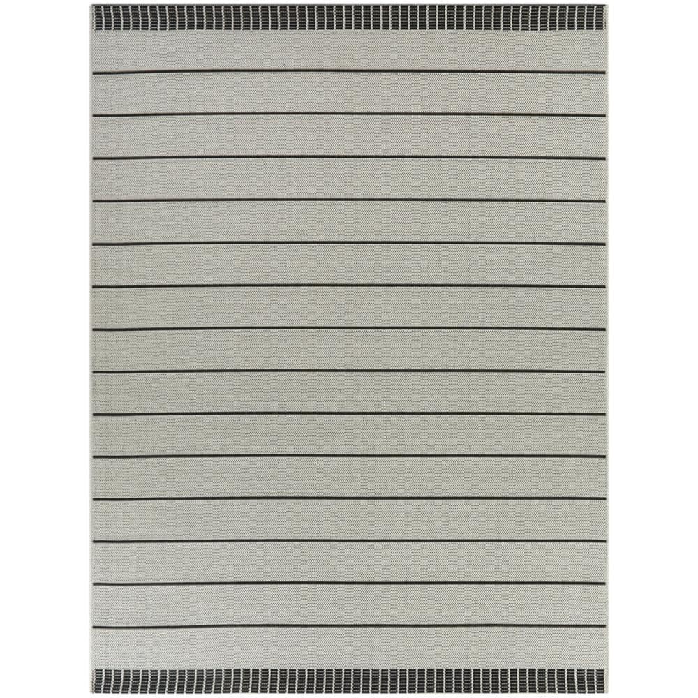 BALTA Campert White 7 ft. 10 in. x 10 ft. Stripe Indoor/Outdoor Area ...