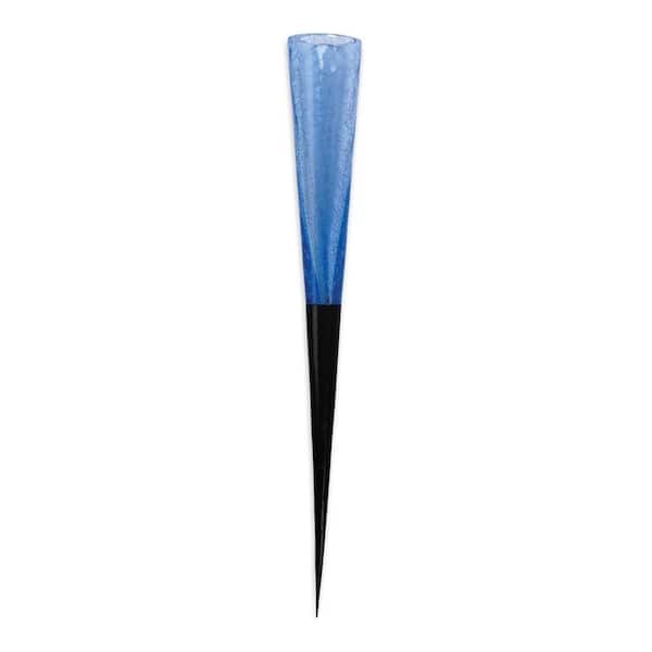 ACHLA DESIGNS 15.75 in. H Light Blue and Black Glass/Iron Outdoor Votive Sparkle Candle Holder Cone, Home and Garden Accent Decor